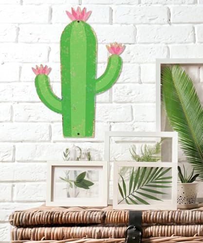 Putuo Decor Cactus Metal Wall Decor, 13.78" x 9.80" Southwestern Tin Wall Sign, Desert Plant Hanging Wall Art for Southwest Bathroom Bedroom Patio Porch Garden Home Decor - Image 4