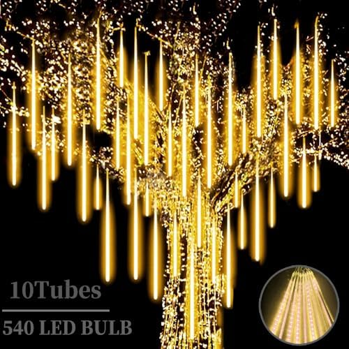 High Brightness 10 Tube 540 LED 20 Inch Meteor Shower Rain Lights Cascading Falling Rain Outdoor Lights for Christmas Eaves Tree Decoration Icicle Raindrop(Can Connect 100 Sets) by Roytong