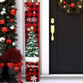 47" Christmas Porch Sign, Buffalo Plaid Wooden Door Hanger by Chitidr