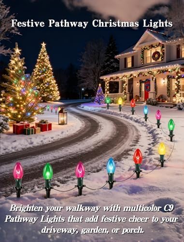 Christmas Pathway String Lights Outdoor, 38FT C9 Multicolor Pathway Lights - Image 5