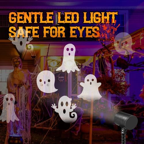 LED Halloween Decoration,Ghost Rotating Projector Yard Stake Lights,Halloween Projector Indoor Outdoor Landscape Night Light for Home Thealter,Ceiling,Room,Patio,Garden,Halloween,Bedroom Decor - Image 5