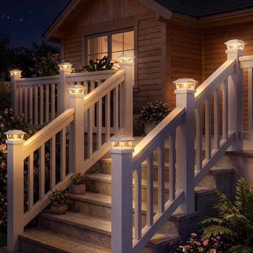 btfarm 4x4 Solar Post Cap Lights, 8 Pack Fence Deck Post Lights, White - Image 6