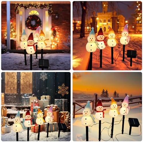 Outdoor Christmas Decorations 2025-Christmas Light Stakes for Yard-Snowman Solar Lights-Snowman Christmas Ornaments for Yard Garden Lawn Landscape Patio Walkway Decor - Image 7