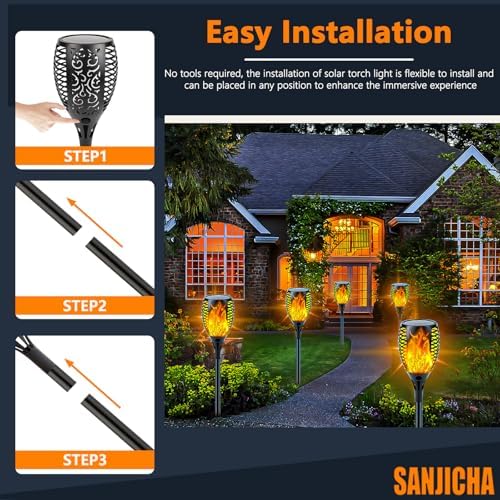 Solar Torch Lights with Flickering Flame Larger Size Solar Flame Lights - Image 6