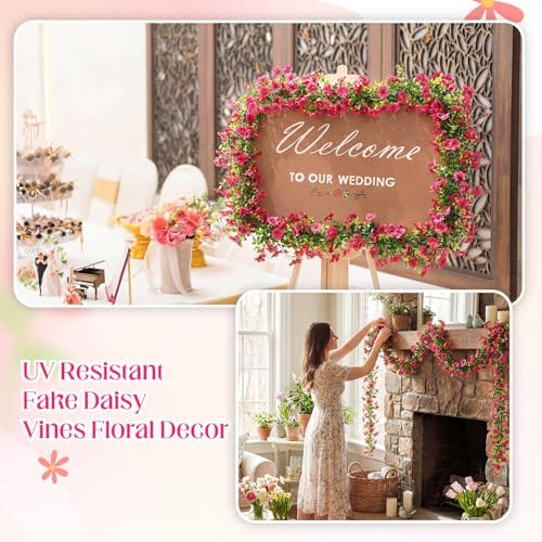 4 Pcs 6 ft Artificial Flowers Wisteria Garland, Magenta - Image 3