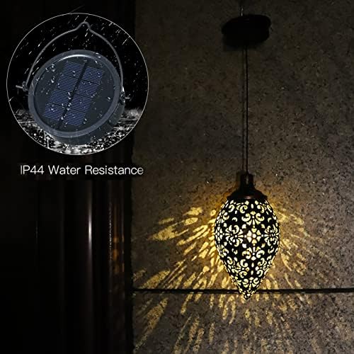 (2 Pack) Hanging Solar Lights, Tomshine Solar Lantern LED Moroccan Garden Decor, Metal Solar Lanterns Outdoor Waterproof for Outside, Patio, Porch, Pathway Hanging Decor - Image 5