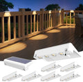 VOLISUN Solar Deck Lights 8 Pack, Warm White Glow LED Large Size Lamp, IP65 Waterproof Step Lights Outdoor for Deck, Step, Fence, Railing, Wall and Stairs by VOLISUN