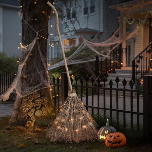 Halloween Decorations Fall Decor - 6FT Giant Handmade Real Twig Witch Broom - Image 5