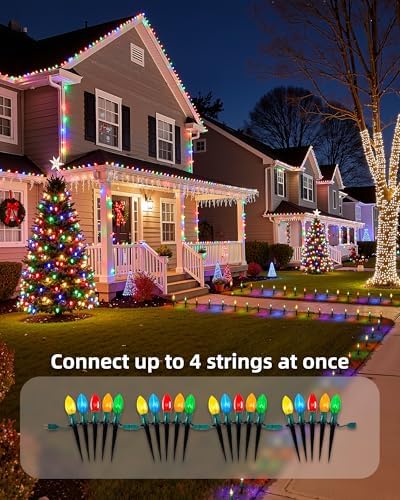 Christmas Pathway Lights Outdoor,25.7 Ft C9 Lights with 20 Multicolor Bulbs - Image 6
