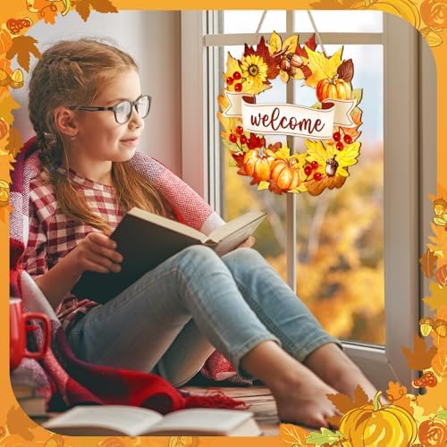 Britimes Fall Harvest Welcome Door Sign, Wooden, for Home Decor - Image 5