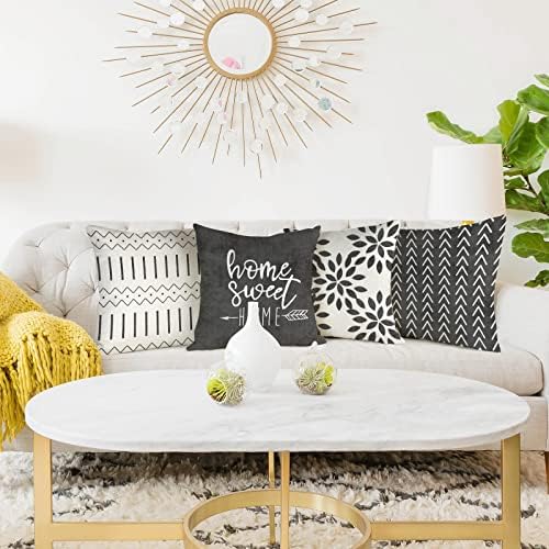 YCOLL Pillow Covers 20x20 Set of 4, Modern Sofa Throw Pillow Cover, Decorative Outdoor Linen Fabric Pillow Case for Couch Bed Car, Rustic Gray - Image 2