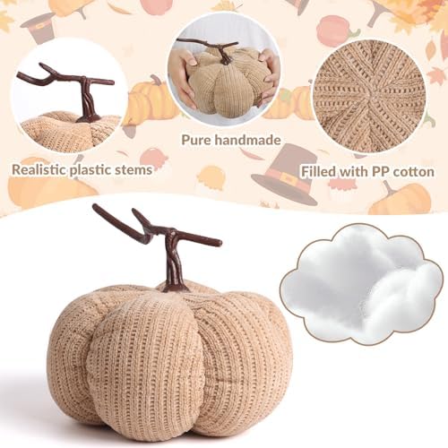 3 Sizes Pumpkins for Fall Decor, Pumpkin Plush Decor with Cotton Filled Fabric,Farmhouse Decoration,Thanksgiving Decorations - Image 3