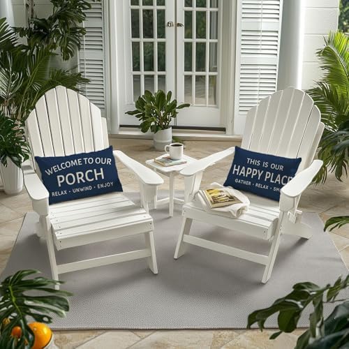 Outdoor Decorative Throw Pillow Covers 12x20 Inch Set of 2, Blue - Image 2