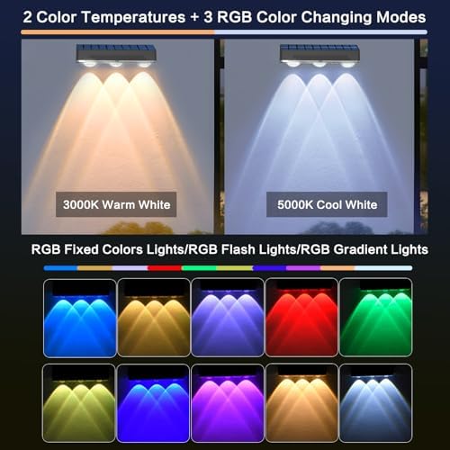 Solar Fence Lights Outdoor Waterproof 8 Pack, 50 Lumens, 12 Modes - Image 3