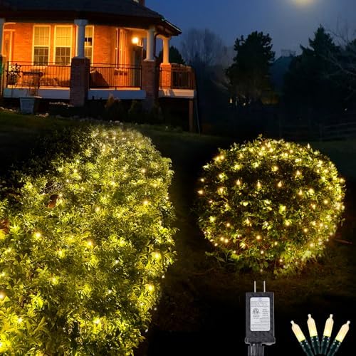 Neoclassy 120Led Christmas Net Lights Outdoor 5ft x 6ft Connectable, 8 Modes Waterproof Black Wire 29V Plug in Mesh Net Christmas Lights for Garden, Yard, Bushes, Trunk, Xmas Tree Decor (Warm White) - Image 2