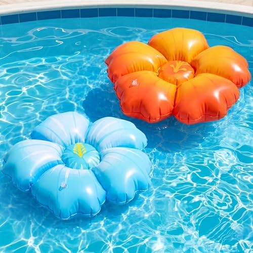 Sotiff Flowers Pool Floats Inflatable Hibiscus Decor with Air Pump 20 Inch PVC Floating Decoration for Tropical Luau Hawaiian Beach Birthday Bachelorette Summer Patio Party by Sotiff