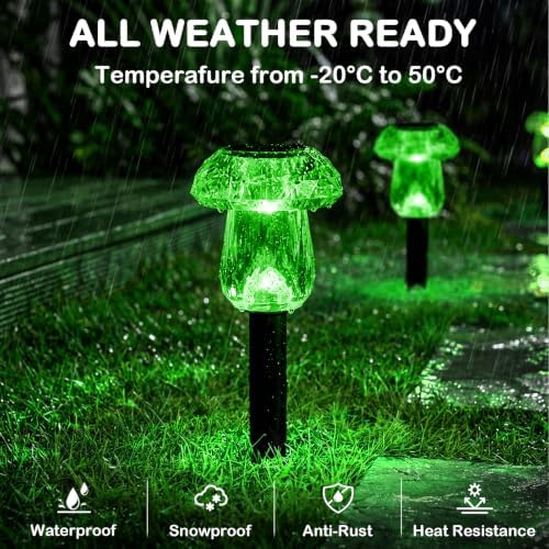 Solar Halloween Lights Outdoor 8 Pack Green Garden Mushroom Decor - Image 3