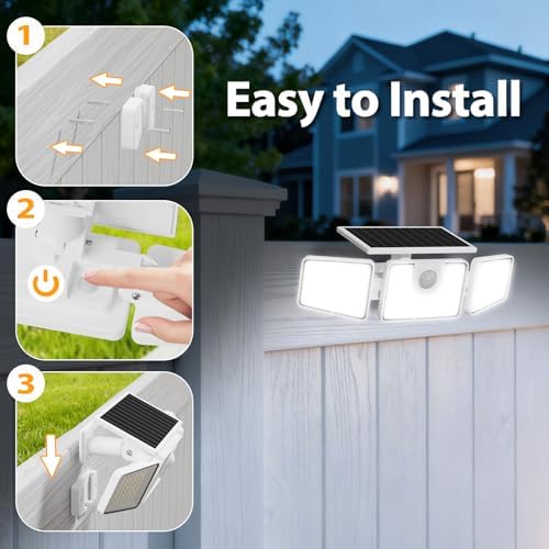 INCX Solar Lights Outdoor, 3000LM Motion Sensor Outdoor Lights, 2PCS, White - Image 5