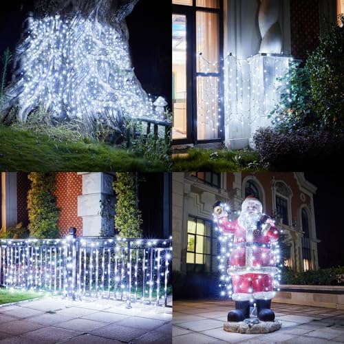 Dirnun Led Christmas Net Lights White Outdoor Christmas Lights 160LED 5ftx7ft, Waterproof Outdoor Indoor Fairy Mesh Net Light for Xmas Party, Yard, Patio, Trees, Shrubs, Bushes Decorations - Image 6
