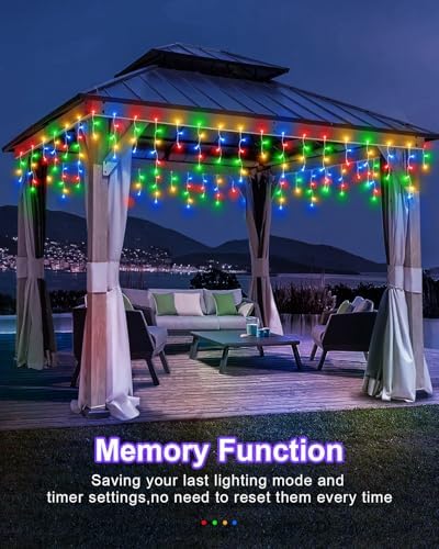 Christmas Lights Outdoor, 53 FT 486 LED Christmas Lights for Outside, Timer & Memory, Plug in 8 Modes Hanging Fairy Lights with 108 Drops for House Eaves Yard Patio Holidays Decorations, Multicolor - Image 5