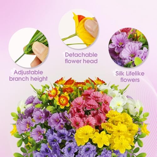 Faux Outdoor Plants UV Resistant, 12pcs Realistic Artificial Flowers, Silk Daffodils Flowers for Outdoor Planters, Colorful Faux Flowers ＆ Plants for Garden Outside Patio Porch Window Home Decor - Image 6
