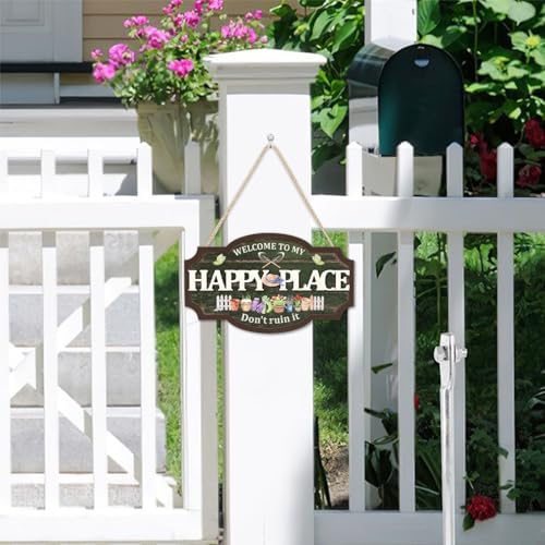 HOURIA 3D Welcome to My Happy Place Don't Ruin it Sign for Patio Yard Garden Decor,Funny Garden Signs for Outside,Gardening Gifts for Gardeners Women Men,Plant Lover Gifts - Image 6