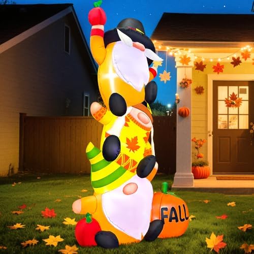 6FT Thanksgiving Inflatables Outdoor Decoration Inflatable Three Gnomes, Built in LED Lights Blow Up Yard Decorations for Fall Holiday Party Garden Lawn Décor - Image 4