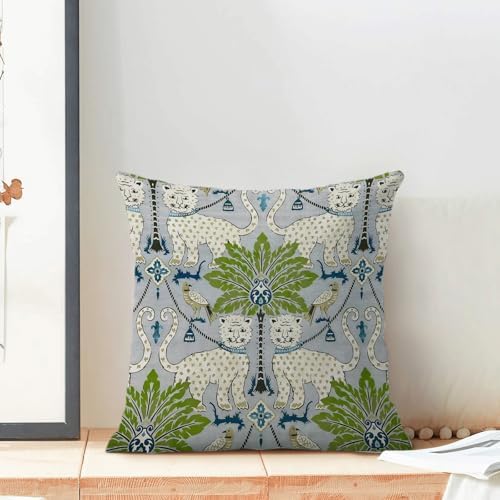 Animal Print Tiger Leopard Pillow Covers 16x16 Set of 2 Animal Skin Green Tropical Tree Throw Pillows Vintage Seasonal Outdoor Decorative Pillow Cases Linen Cushion Cover for Couch Home Decor - Image 7