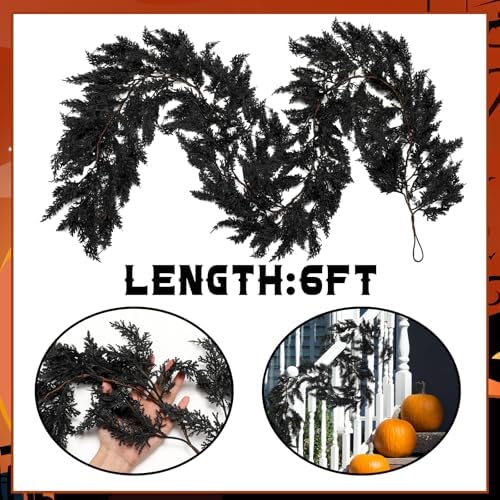 XunYee 6 Feet Black Halloween Garland, Gothic Vine Boughs - Image 3