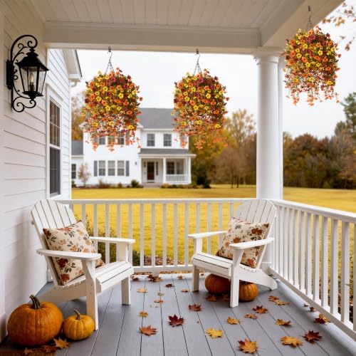 Homsunny Artificial Mums for Outdoors Hanging Flowers for Home Fall Decor - Image 6