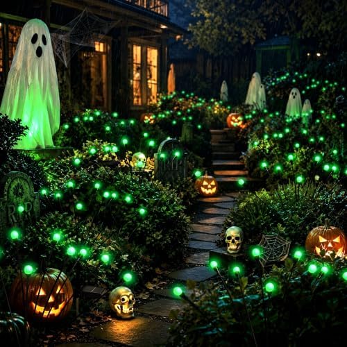 Solar Halloween Lights(4Pack 40LED), Green Outdoor Halloween Decor - Image 6