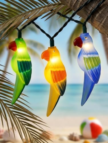 Multicolor Parrot String Lights, 8.5Ft Parrot Camping Outdoor Party Lights with 10 LED Multicolor Parrot Lights, Summer Patio Decorations String Lights for Bedroom Home Decks Party Lighting - Image 4