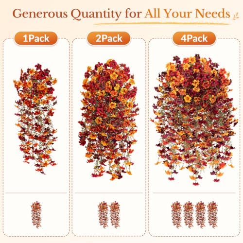 4 Pcs Upgrade Big Artificial Hanging Fall Flowers for Outdoors Decorations - Image 4