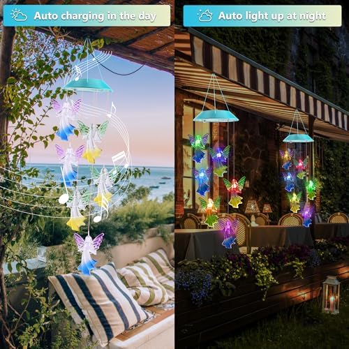 Solar Wind Chimes Outdoor, Color Changing Angel Gift for Mom Grandma - Image 4
