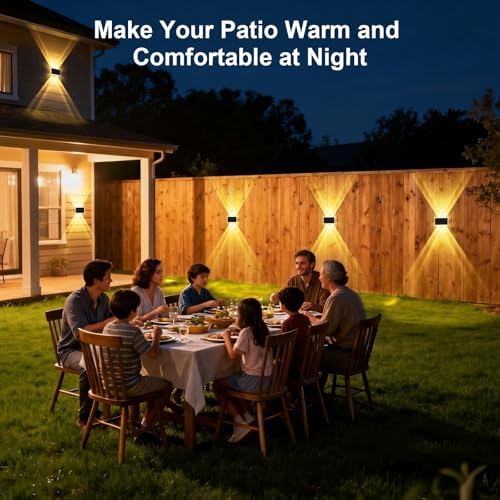 AUDLES Solar Fence Lights Outdoor Waterproof IP65, 3 Color Modes New Up Down Glow Solar Powered LED Wall Pack Lights for Outside Backyard, Deck, Step, Patio, Railing and Home Improvement - 12 Pack - Image 6