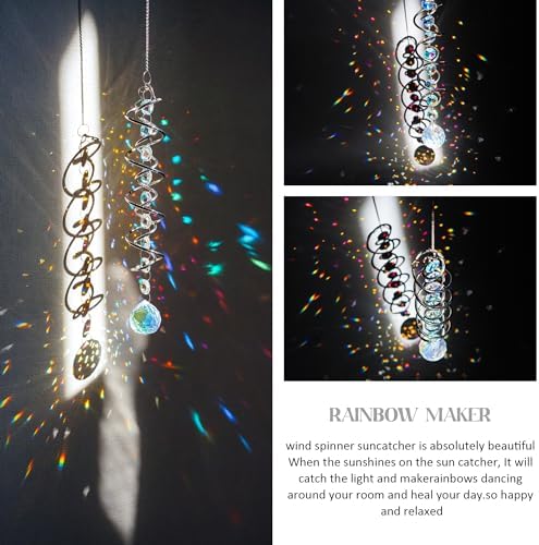 20.5in Crystal Suncatcher Gazing Ball Spiral Wind Spinner Garden Decor - Image 5
