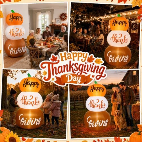 Thanksgiving Inflatable Pumpkin Decorations 6ft Fall Blow up Decor - Image 6