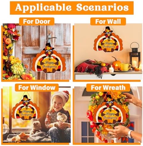 Happy Thanksgiving Door Sign - Farmhouse Thanksgiving Turkey Wreath for Front Door Turkey Pumpkin Decorations for Fall Autumn Harvest Gobble Hanging Sign for Home Indoor Outdoor Decor - Image 5