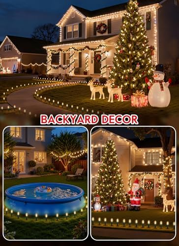 Christmas Pathway Lights Outdoor, 26 FT Connectable C9 LED Christmas Lights Outdoor, Waterproof String Lights with 20 Led Lights and Stakes, Christmas Decorations for Walkway Driveway, Warm White - Image 3