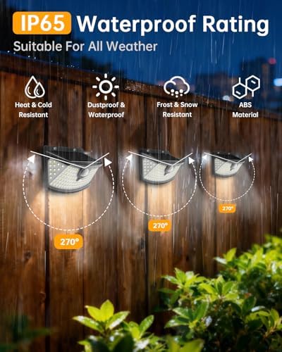 Aootek Solar Motion Sensor Lights Outdoor 120 LEDs, Black, 6 Pack - Image 2