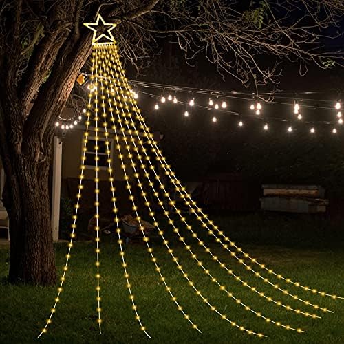 ZTX Christmas Decorations Outdoor Star Lights,320 LED 11Ft Christmas Tree Toppers Lihgts with Remote,11 Lighting Modes Waterfall Star String Light for Wedding,Halloween Party (Color Change) - Image 2