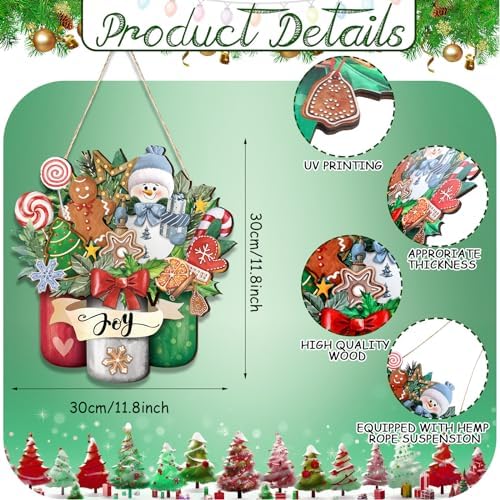 Boao Christmas Welcome Door Hanger, Snowman Door Sign Decor - Image 2