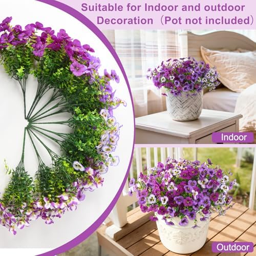 INQCMY Fake Artificial Pansy Flowers Plants for Outdoors UV Resistant - Image 6