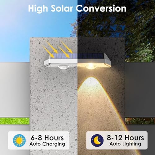 12 Pack Solar Fence Lights Outdoor Waterproof LED - 3000/4000/6000K 3 Mode, IP65 Waterproof Fence Lights Solar Powered, Solar Wall Lights for Outside, Backyard/Step/Patio/Deck Fence/Stair Railings - Image 3