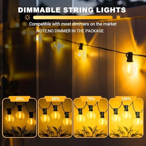 LAMPHOME 4 Pack LED Outdoor String Lights, 26FT Yellow Patio Lights with 12+1 Edison Shatterproof Bulbs,Waterproof Connectable Dimmable Outside Hanging Lights for Backyard Porch Garden Party Decor - Image 4