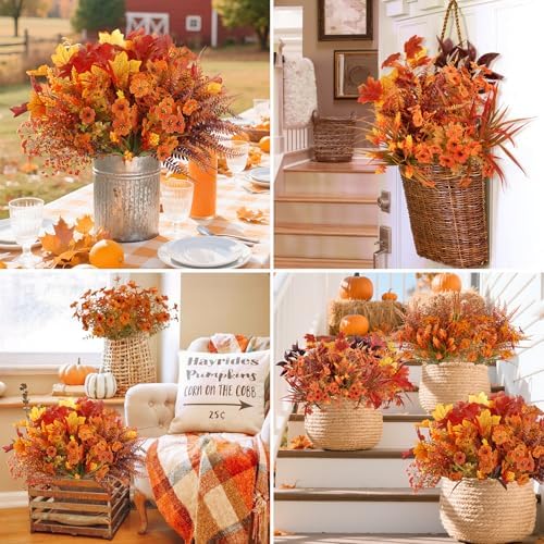 Ouddy Decor 24 Pcs Artificial Fall Flowers Fake Mums for Decoration Outdoor - Image 4