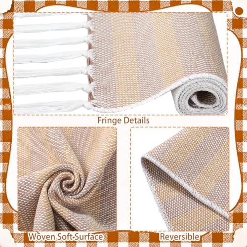 Breling 28" x 43" Fall Outdoor Porch Rug Beige and White Striped Door Mat - Image 4