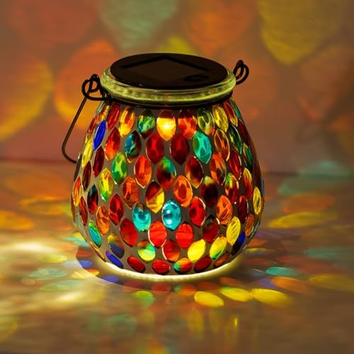 Starsoul Solar Lanterns Outdoor Waterproof, Exquisite Colorful Mosaic Glass Solar Garden Decor, Gifts for Women Mom Grandma by Starsoul