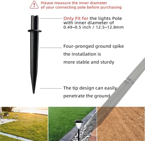 10 Pack Solar Light Stakes Replacement (Fit for Inner Diameter 0.49 inch), Plastic Reinforced Ground Spikes for Solar Wheat Ear Flower Light Outdoor Landscape Path Christmas Yard Garden Deco - Image 4