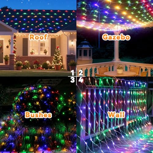 LitHome 14.8FT x 5FT Christmas Net Lights Outdoor Mesh Lights Connectable - Image 5